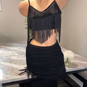 NWT PrettyLittleThing Fringe Top&Skirt set